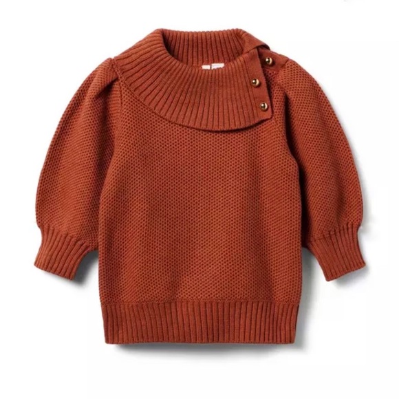 Janie & Jack Other - Brand New Janie & Jack Short Sleeve Sweater, Gold-Tone Buttons, Girls 6, Brown